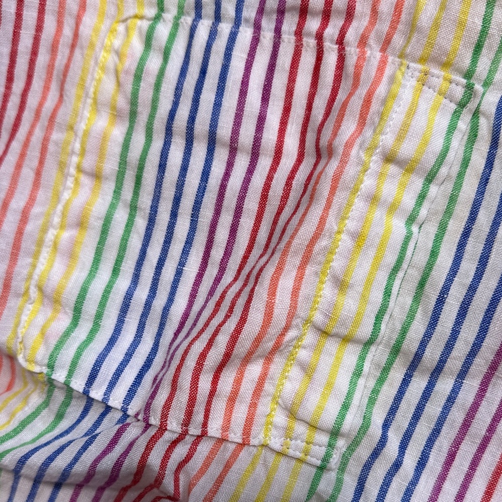 Lands' End 100% Linen Multicolor Striped Short Sleeve Tee Size 1X - Picture 3 of 5